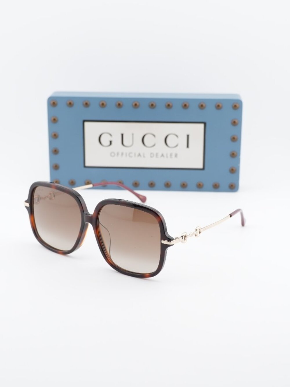 Gucci GG0884SA 002 Square Sunglasses - Havana / Brown